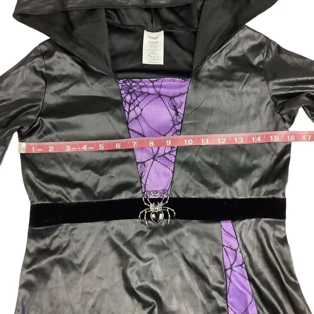 Spirit Halloween Sorceress Witch Hooded Dress Costume Girls XL 14 - 16 Spider